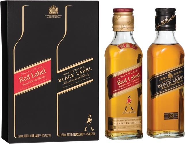 Johnnie Walker Red and Black 200ml Gift Pack